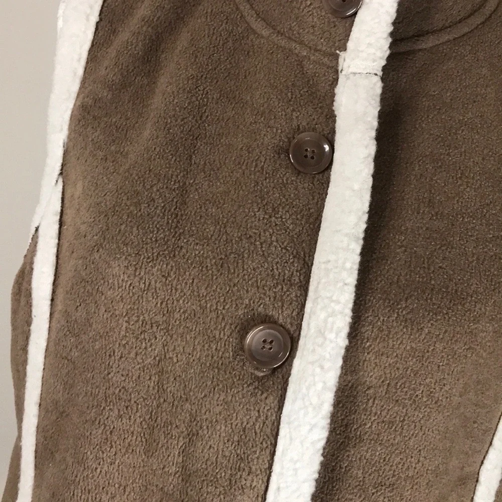 British Khaki Faux Suede and Sherpa Vest